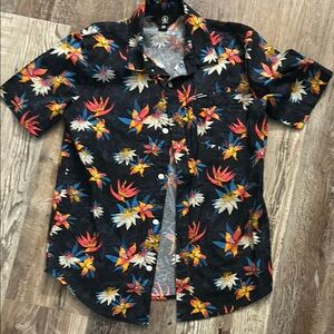 Volcom Tropical Floral Black Button Down Shirt